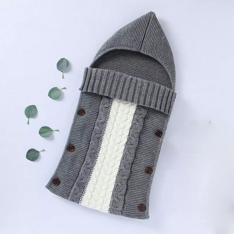 Grey Pink Crib Baby Cart Envelope Crochet Sleeping Bag for Babies 74x35cm